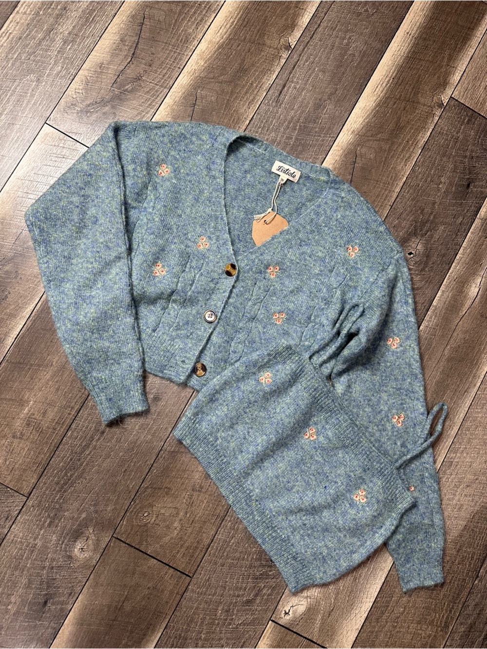 Listicle Floral Embroidered Sweater + Tank Top Set